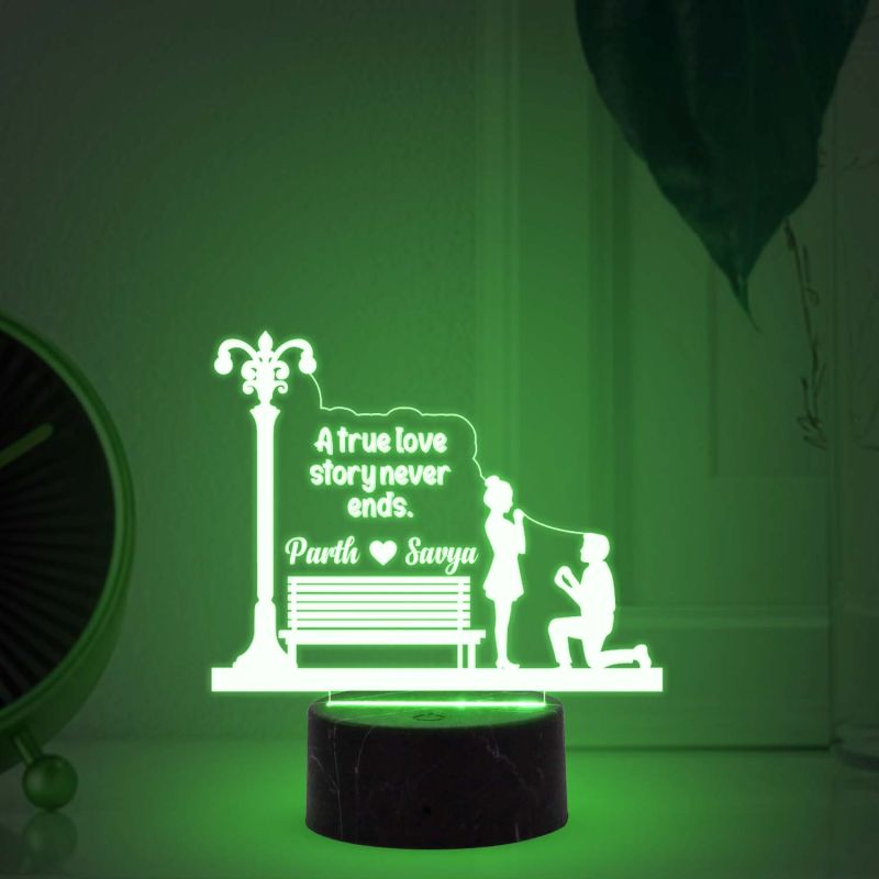 A True Love Story Never Ends Led Night Lamp with Multicolored Gift for Wife, Girlfriend, Husband, Wife